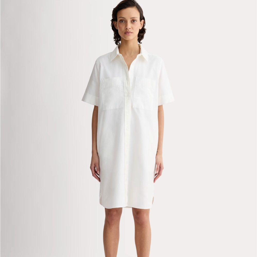 Everlane Oxford White Short-Sleeve Shirt Dress sz S, oversized fit